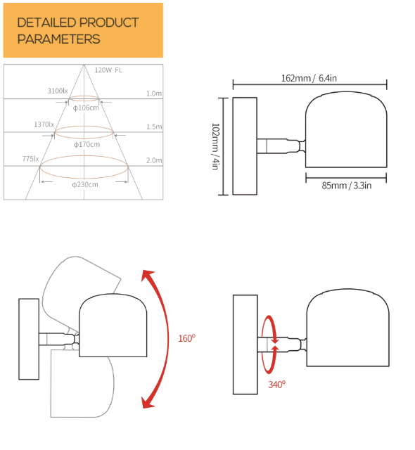 AP64 Aplique LED de Pared Direccionable 9W