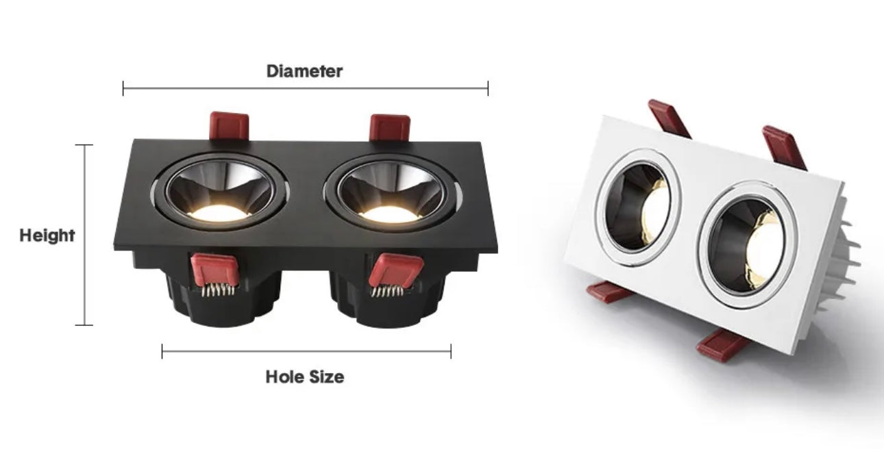 Focos led empotrables de doble cabezal
