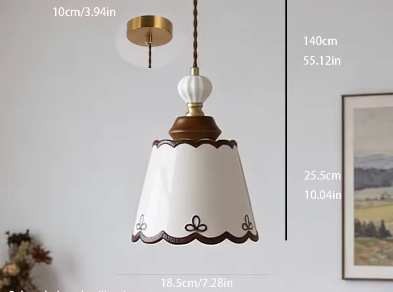 Lámpara Colgante Vintage de Cerámica Pintada a Mano
