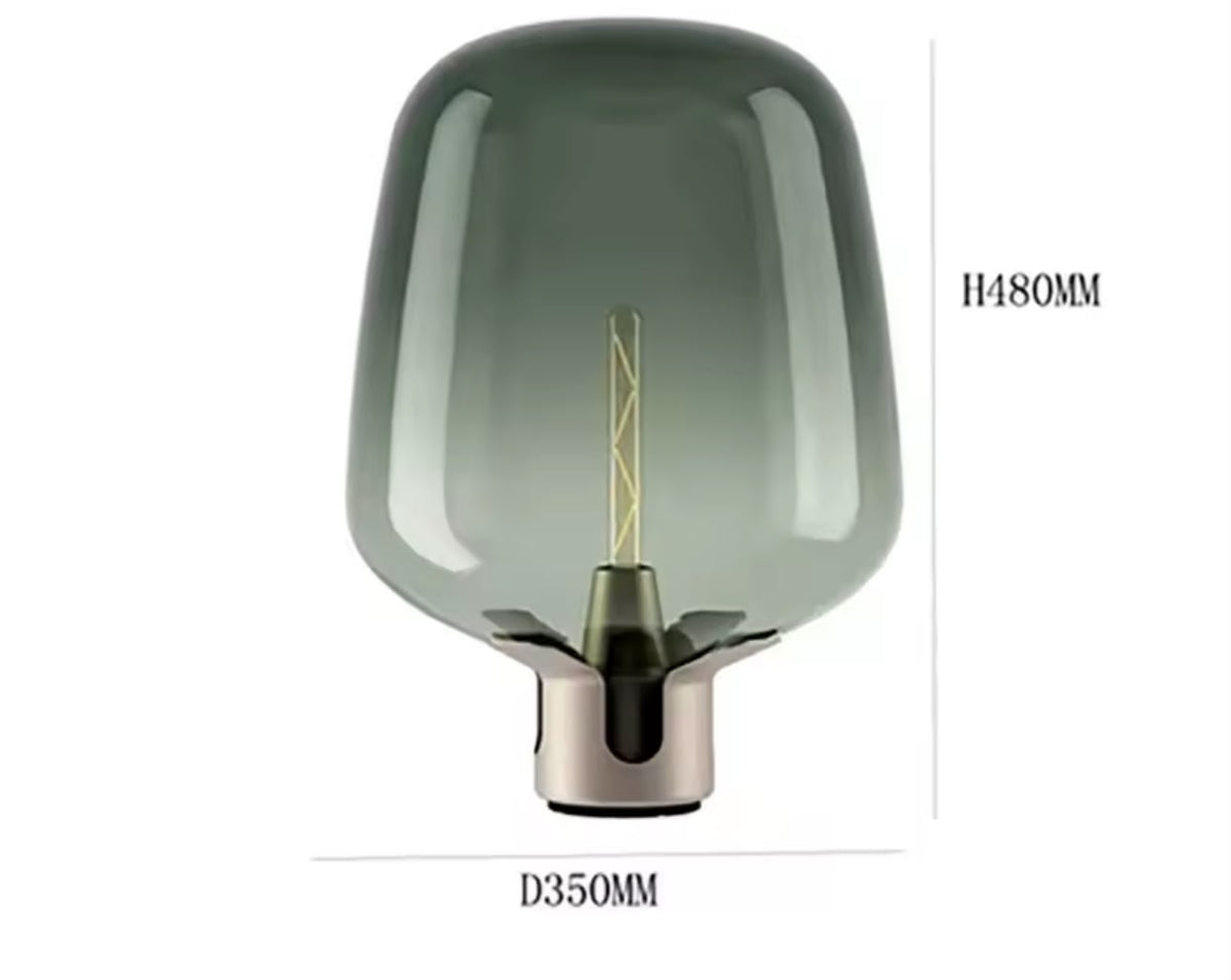 Lámpara de Mesa de Cristal Soplado — Base Metálica