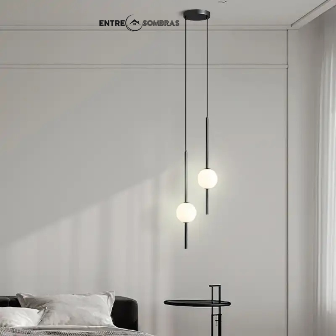 Lampara con bolas de cristal