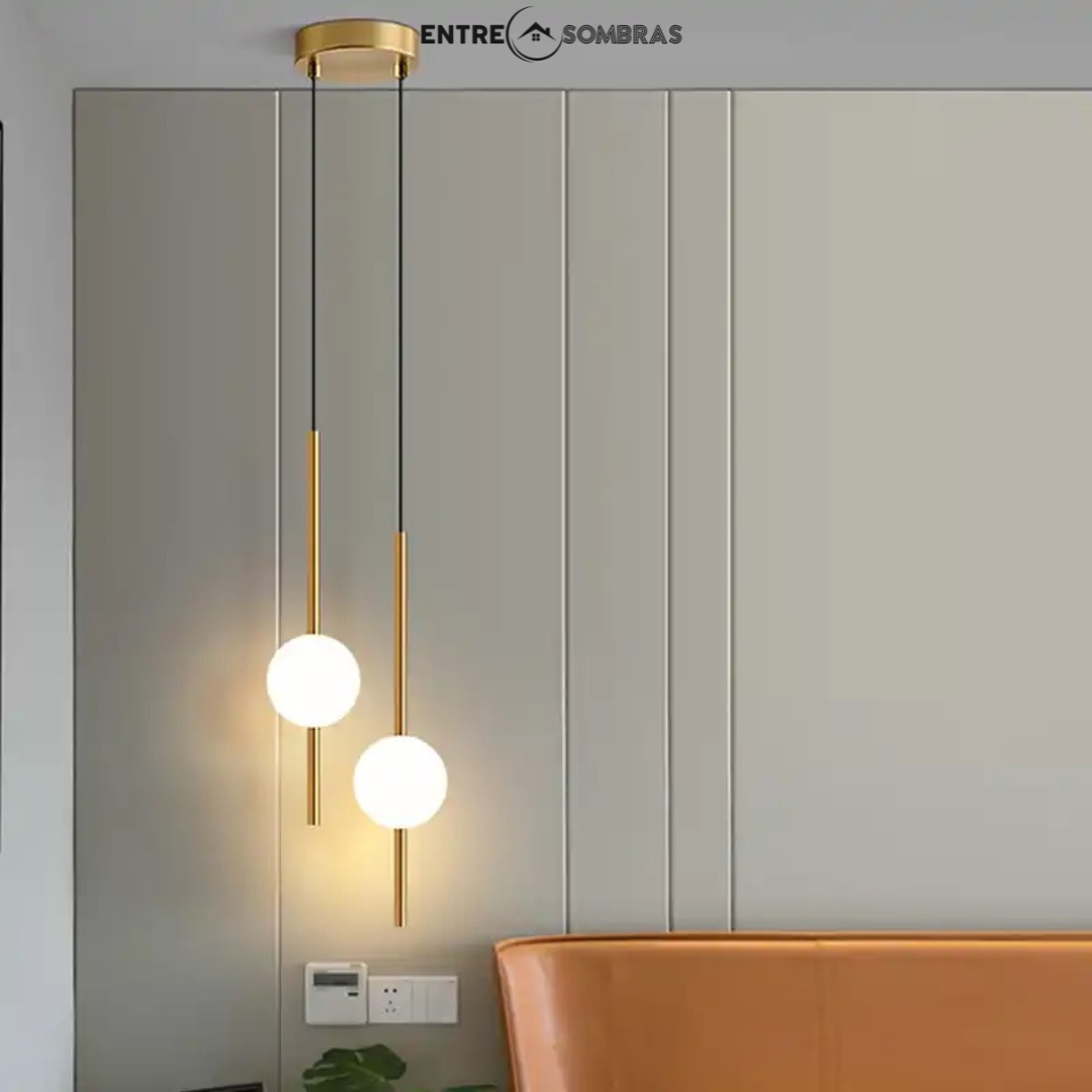 Lampara con bolas de cristal