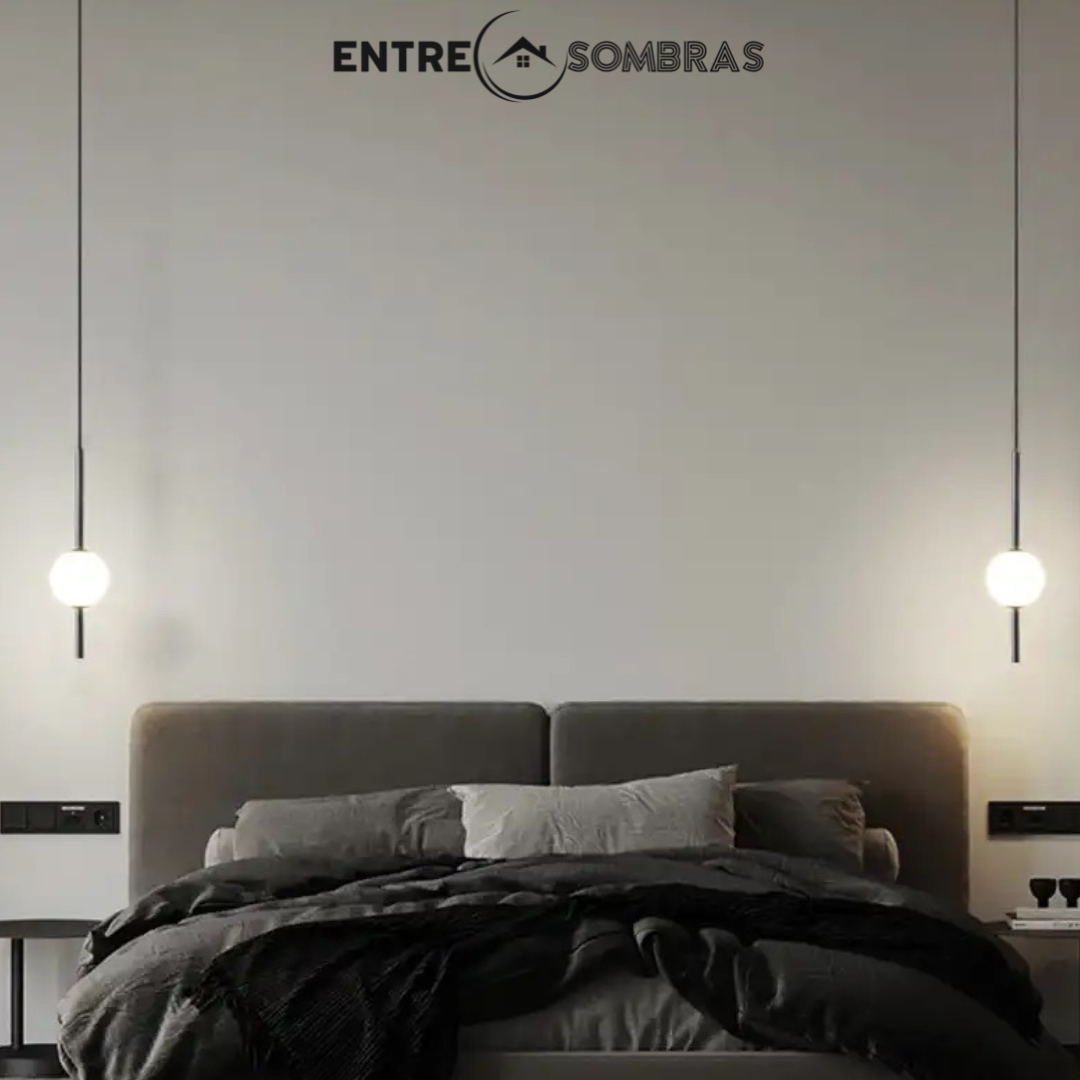 Lampara con bolas de cristal