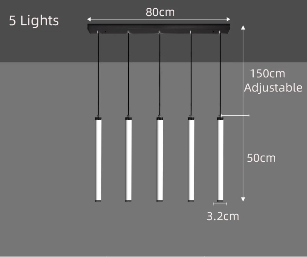 Lampara de tubos colgantes