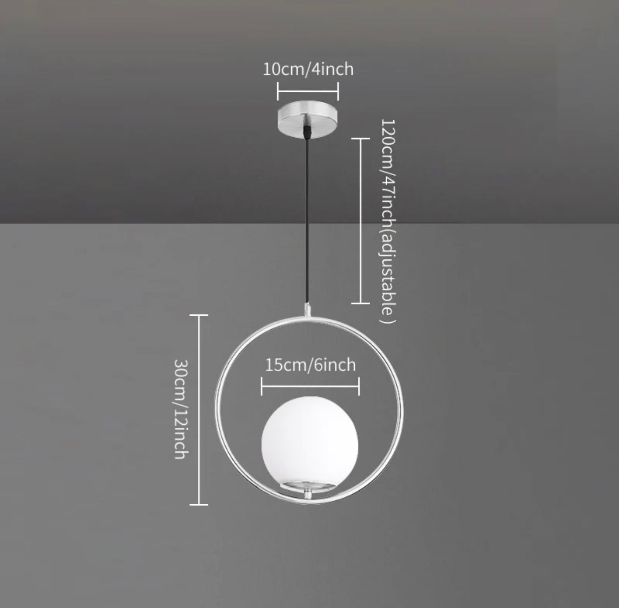 Lampara con marco redondo y bola de cristal