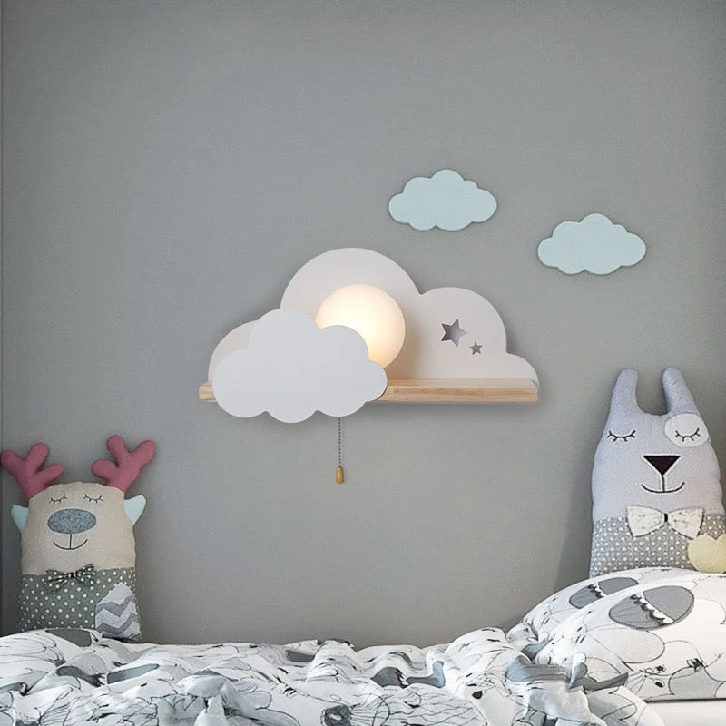 Lampara de pared con forma de nube y bola de cristal