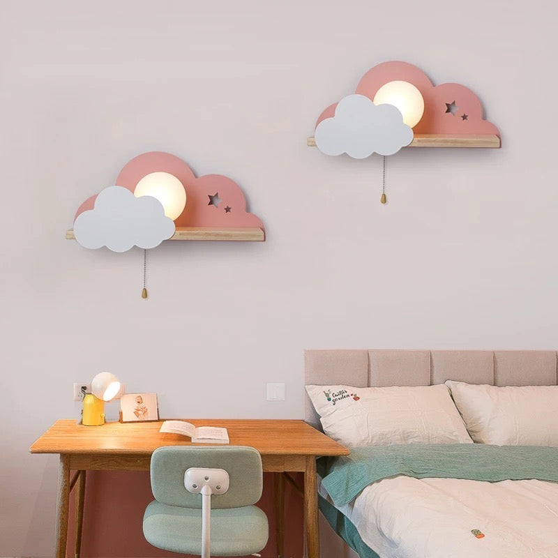 Lampara de pared con forma de nube y bola de cristal