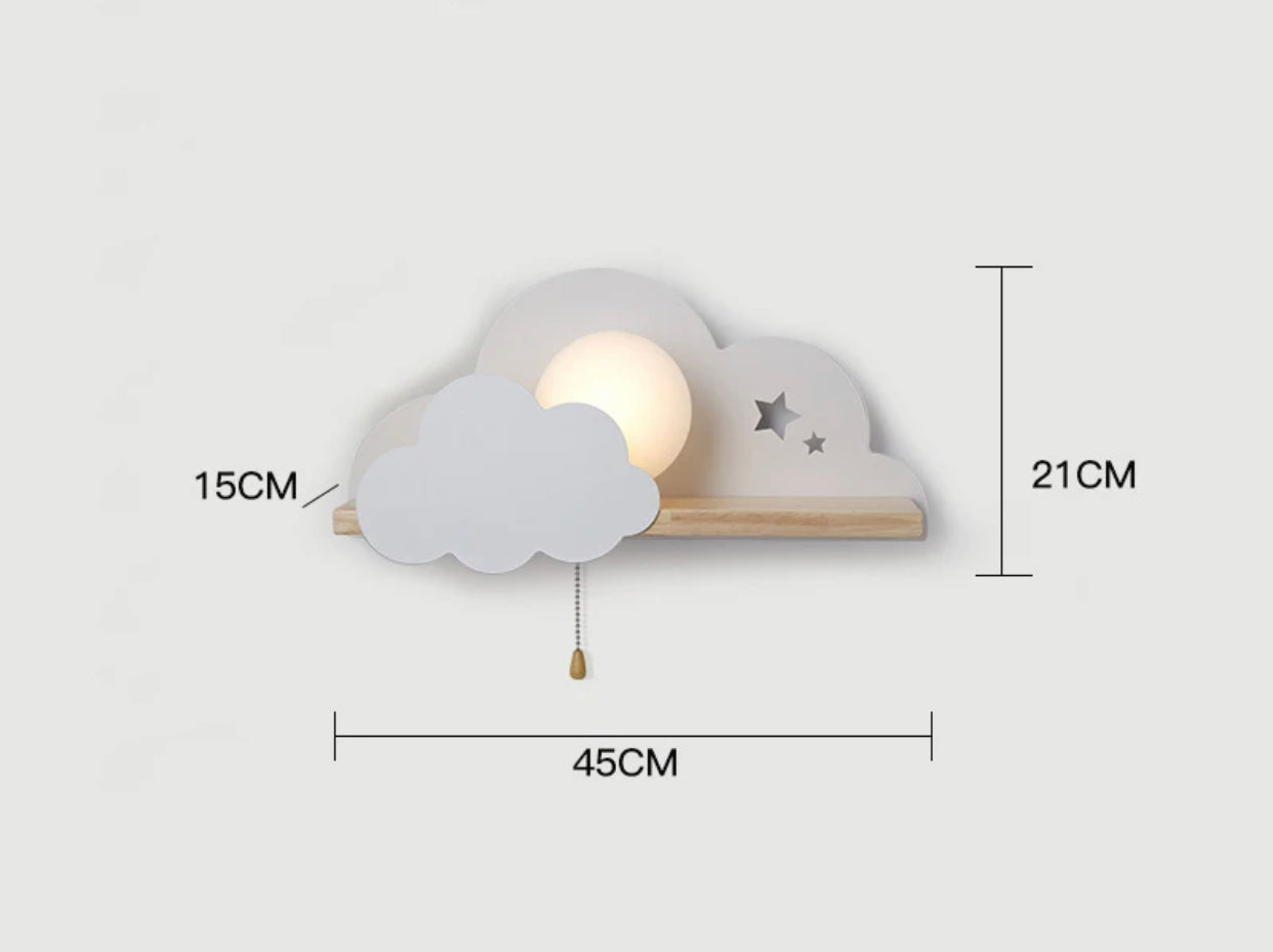 Lampara de pared con forma de nube y bola de cristal