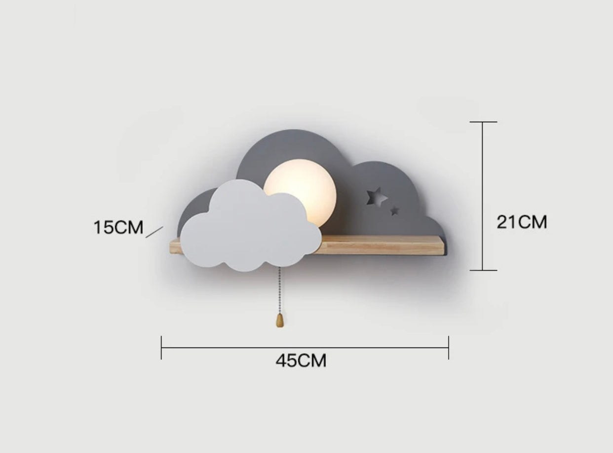 Lampara de pared con forma de nube y bola de cristal