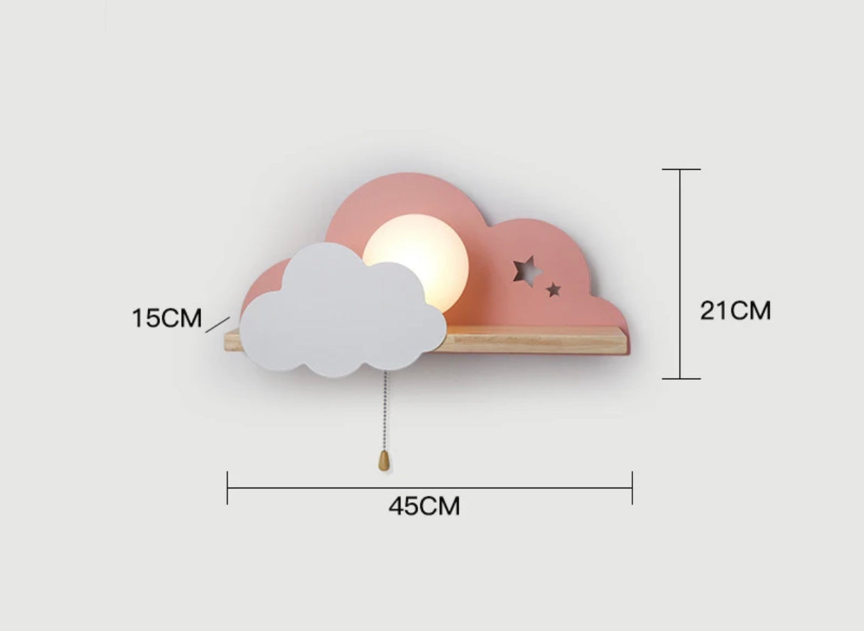 Lampara de pared con forma de nube y bola de cristal
