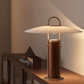 Lámpara de Mesa de Madera y Latón — Pantalla tipo Disco