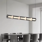 Lámpara Colgante Lineal LED — Tubo de Vidrio con Difusores Plisados