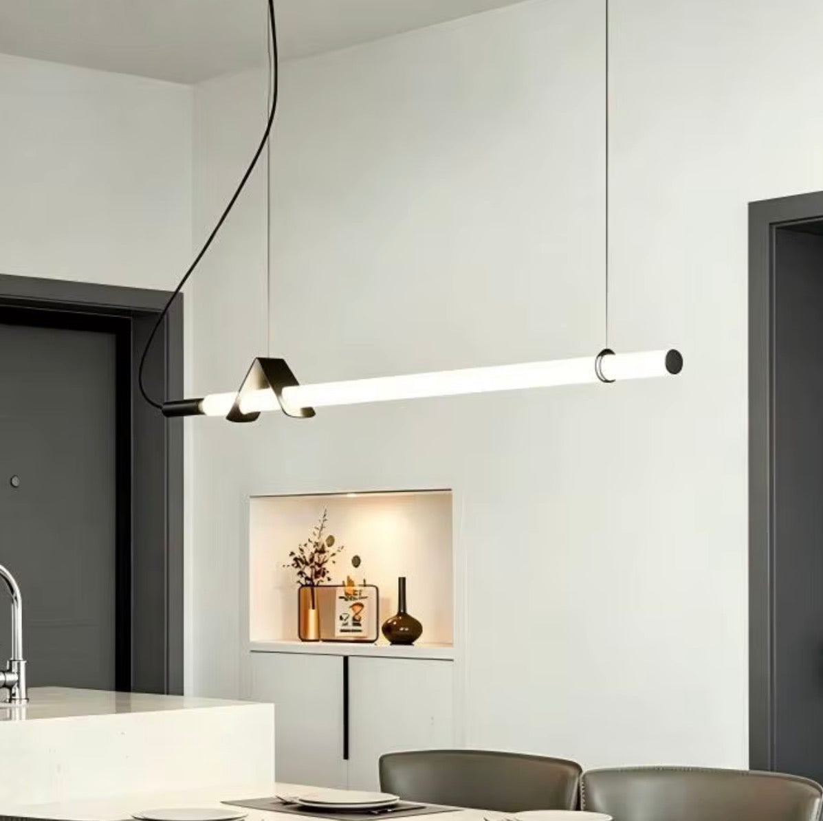 Lámpara Colgante Lineal LED — Tubo Acrílico