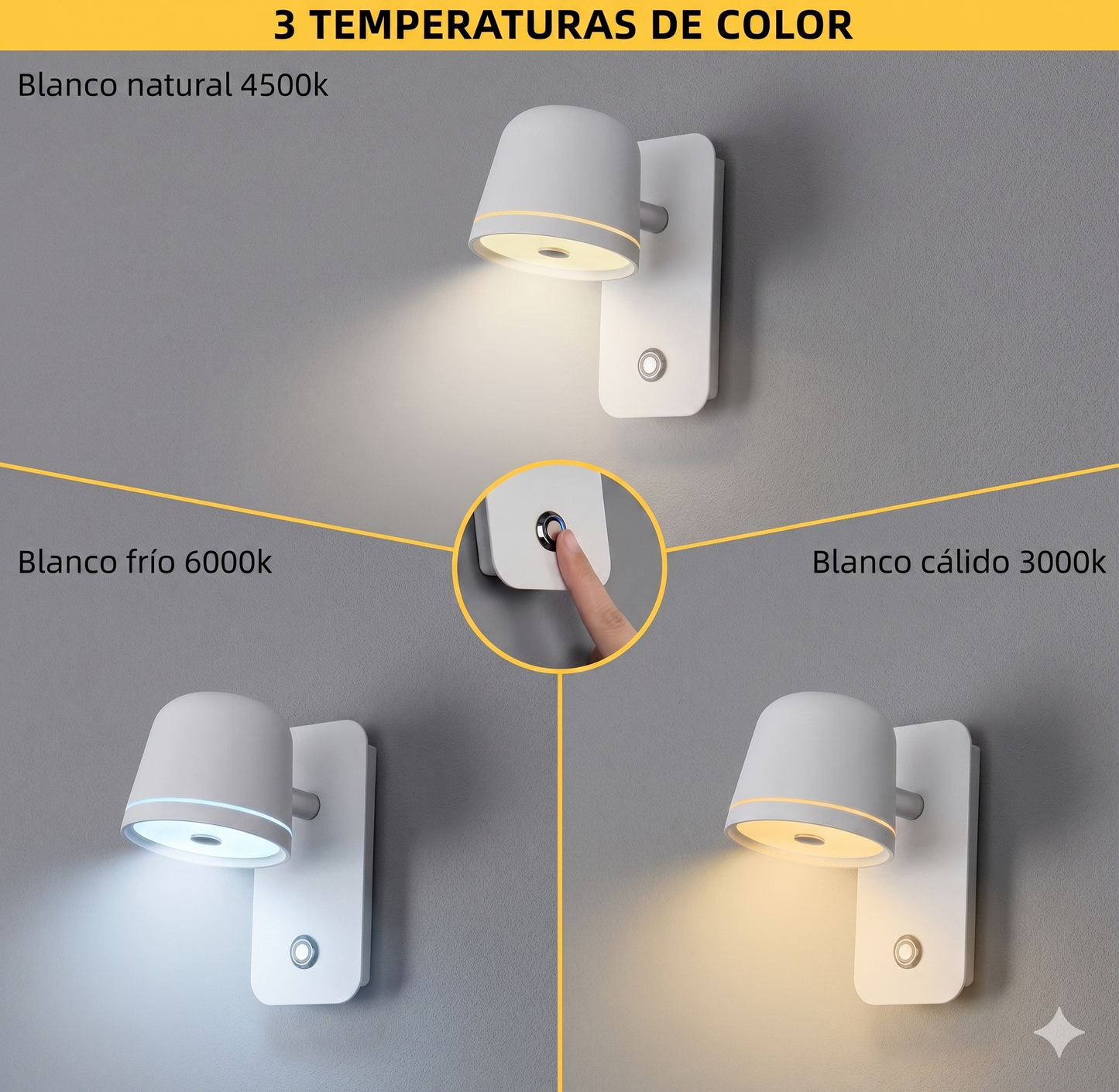 AP65 Aplique LED Touch Tri-Color 5W BD313a