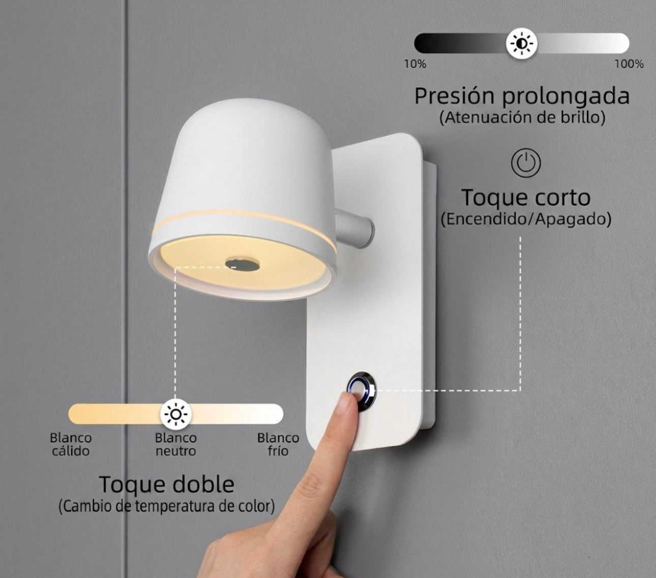 AP65 Aplique LED Touch Tri-Color 5W BD313a