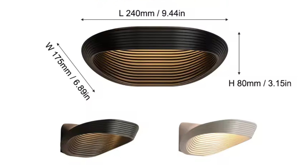 Aplique de Pared LED Ovalado Estriado tipo Concha