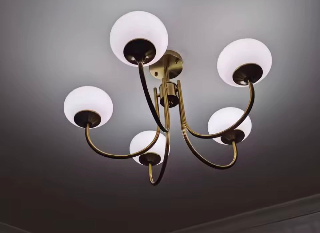 Lámpara Colgante de Cristal Esmerilado — Estilo Francés