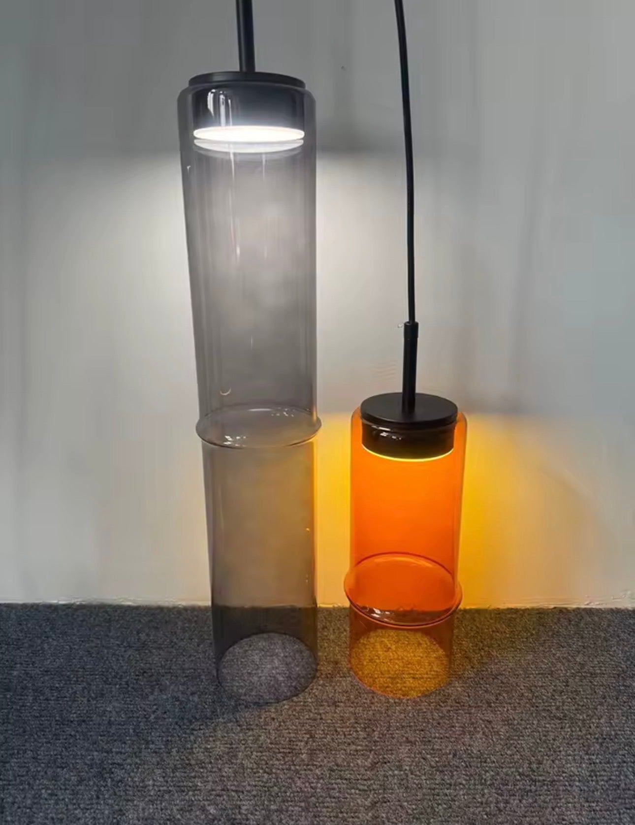 Lámpara Colgante de Vidrio Soplado — Estilo Bambú