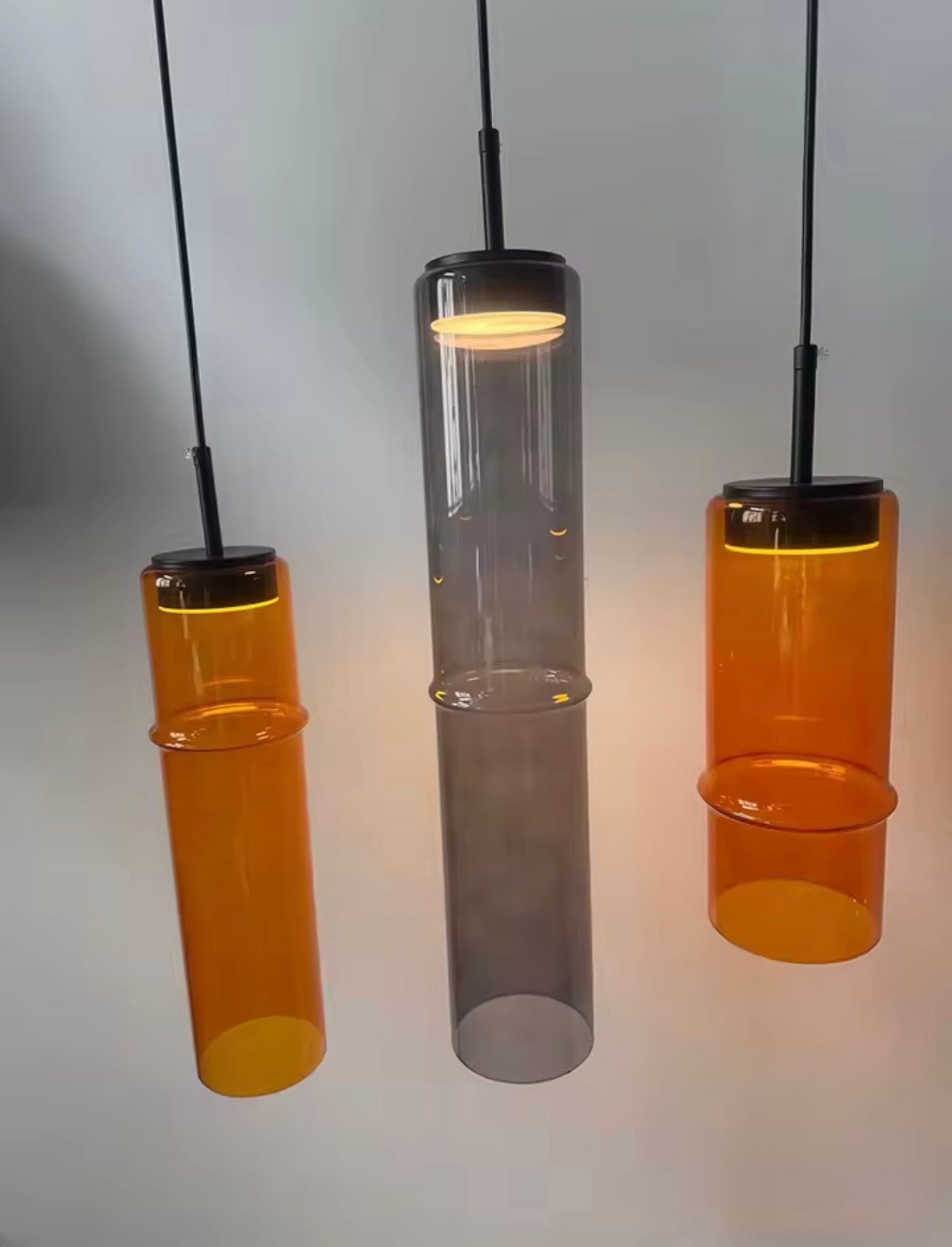 Lámpara Colgante de Vidrio Soplado — Estilo Bambú