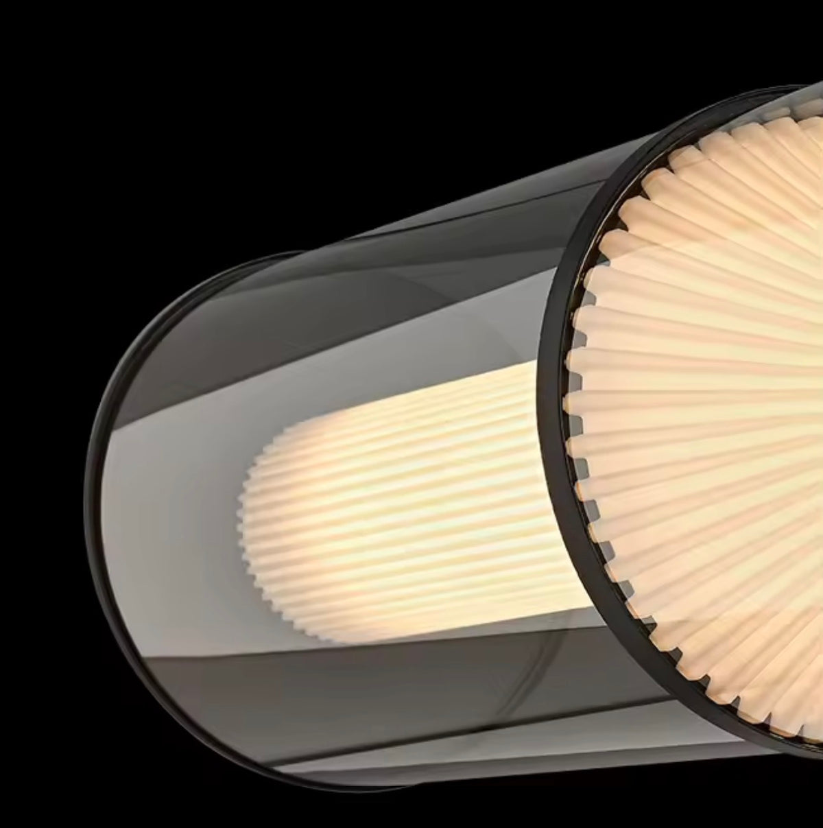 Lámpara Colgante Lineal LED — Tubo de Vidrio con Difusores Plisados