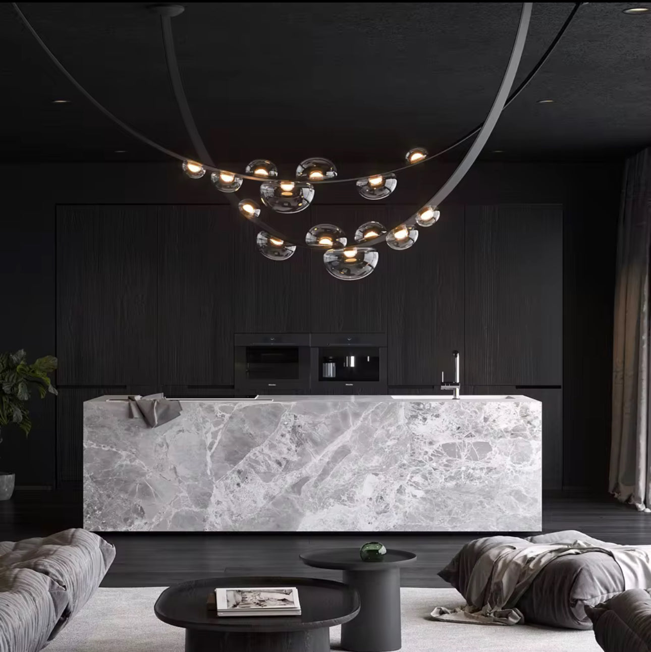 Lampara con correas de cuero