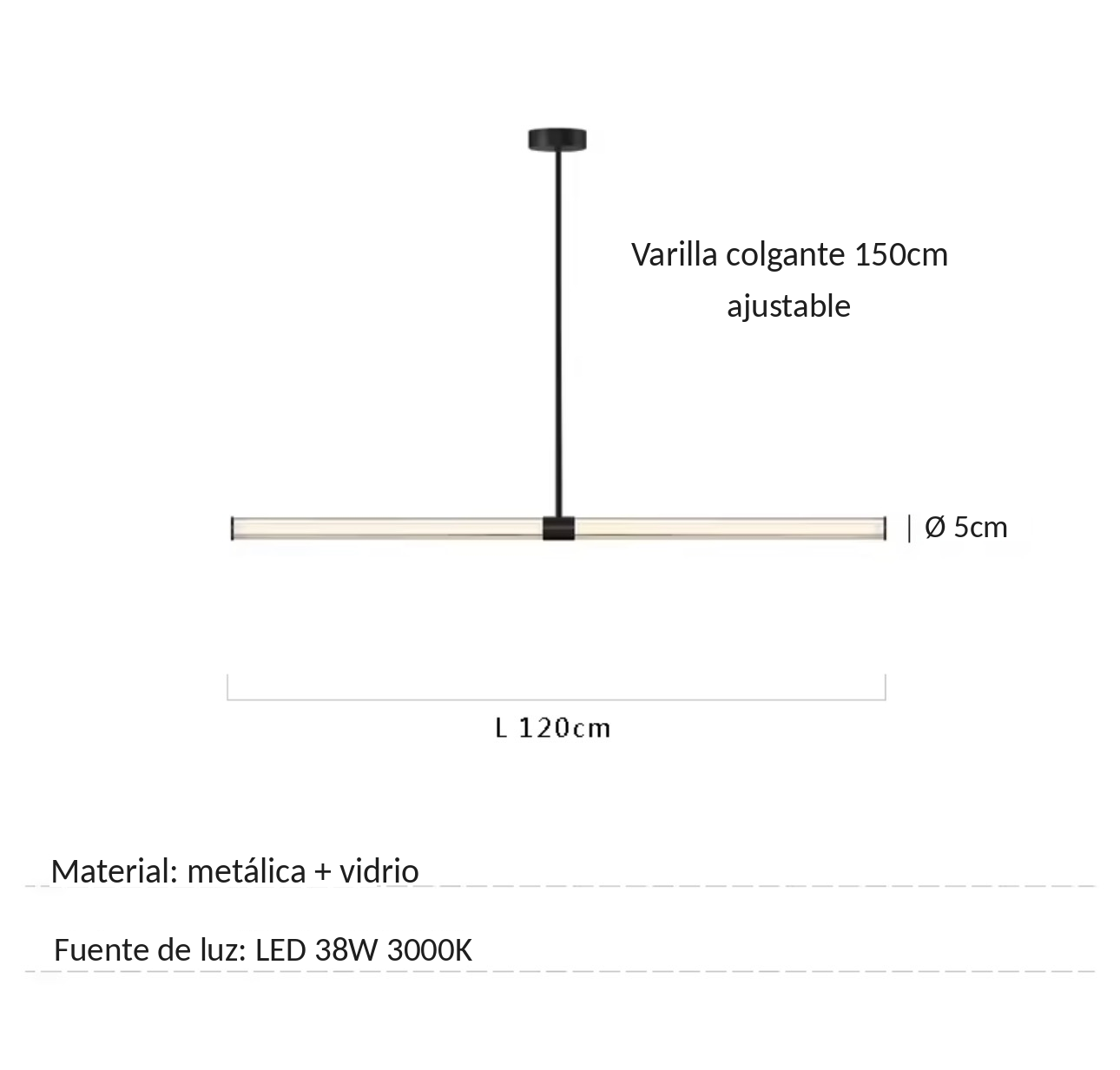 Lámpara Colgante Lineal LED — Tubo de Vidrio