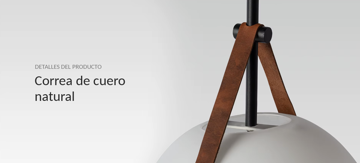 Lámpara Colgante de Globo de Vidrio — Correa de Cuero