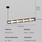 Lámpara Colgante Lineal LED — Tubo de Vidrio con Difusores Plisados