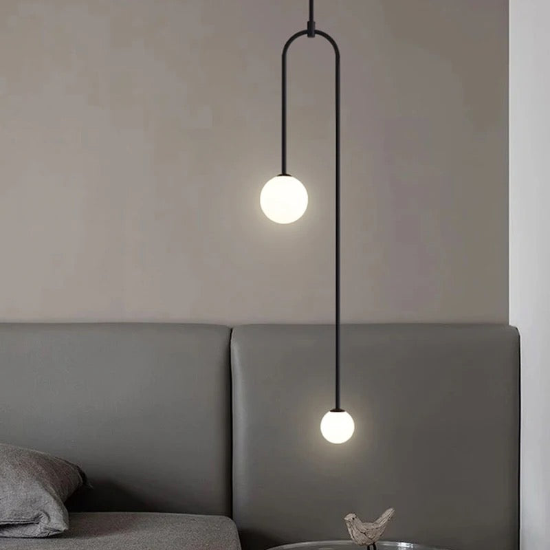 Lampara con bolas de cristal