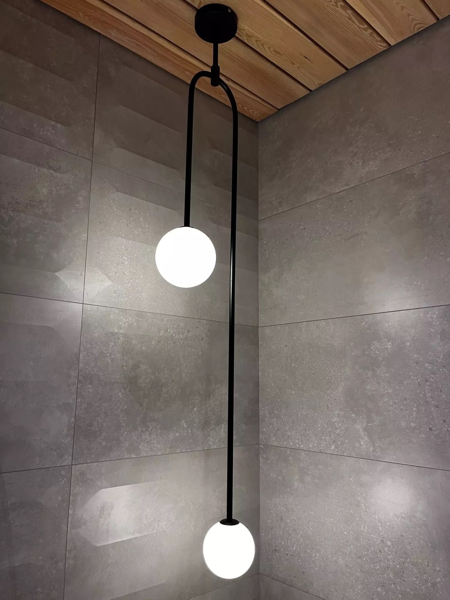 Lampara con bolas de cristal